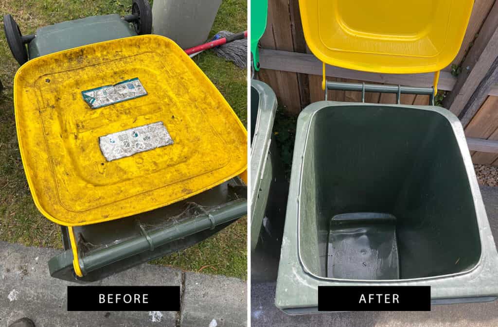 Sanitised and deodorised bin after cleaning