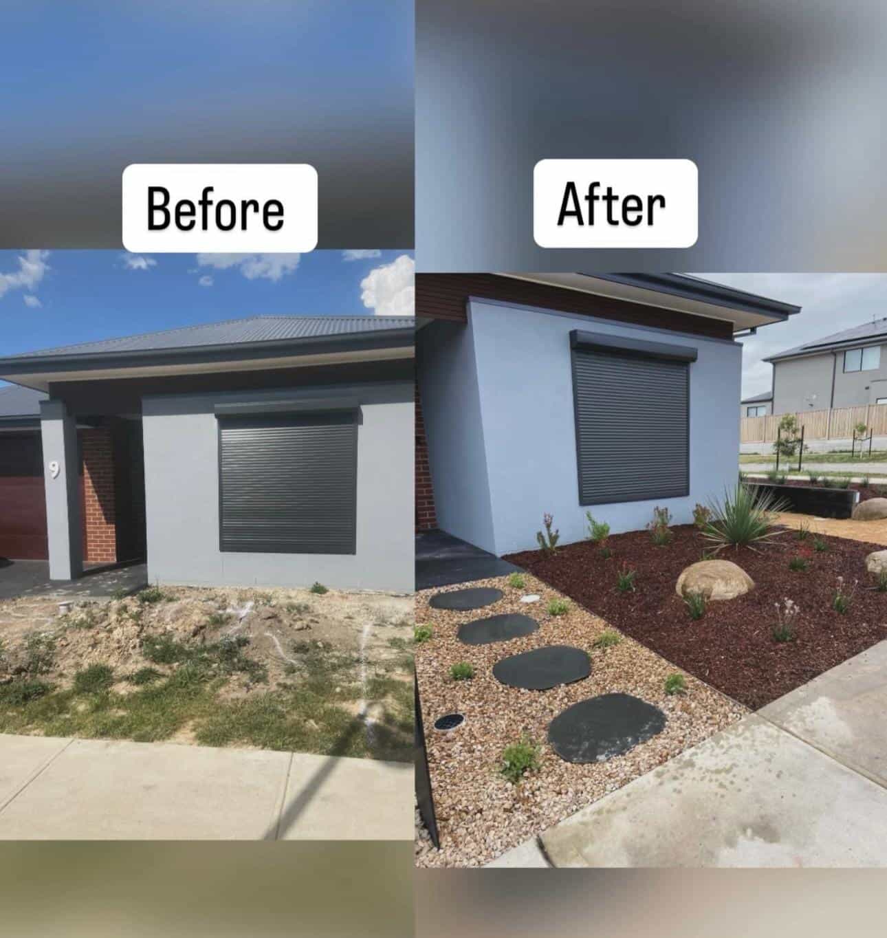 Front yard landscaping Melbourne before and after transformation